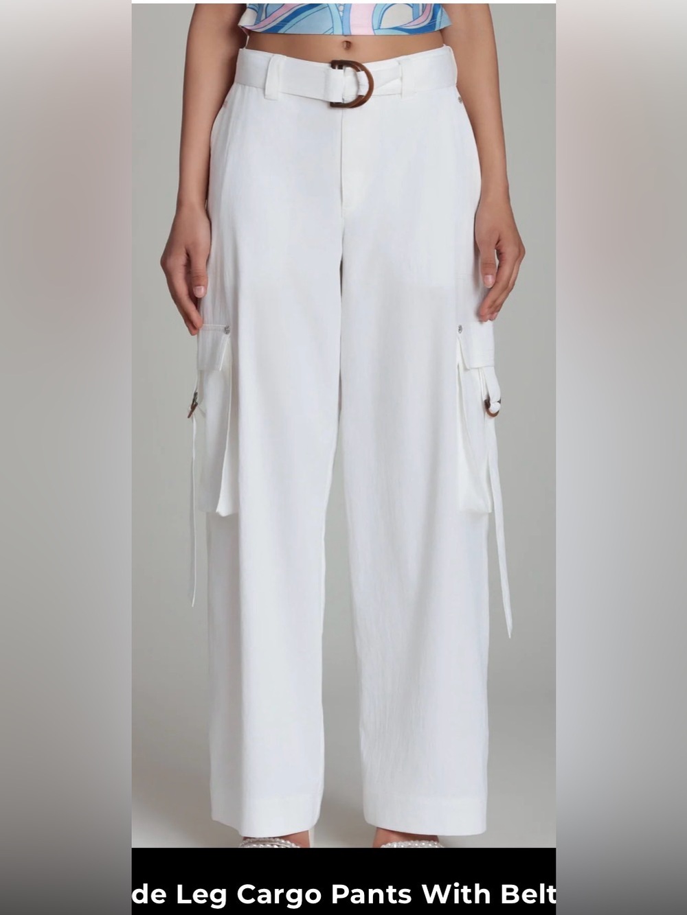 Avec Les Filled Wide-Leg Cargo Pants in light blue
